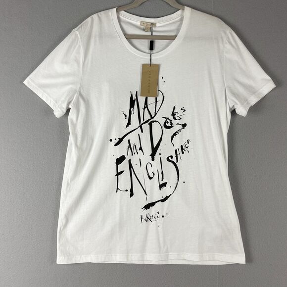Burberry Brit Graphic Print T-Shirt Womens XL White Short Sleeve Tee NWT - Picture 1 of 13